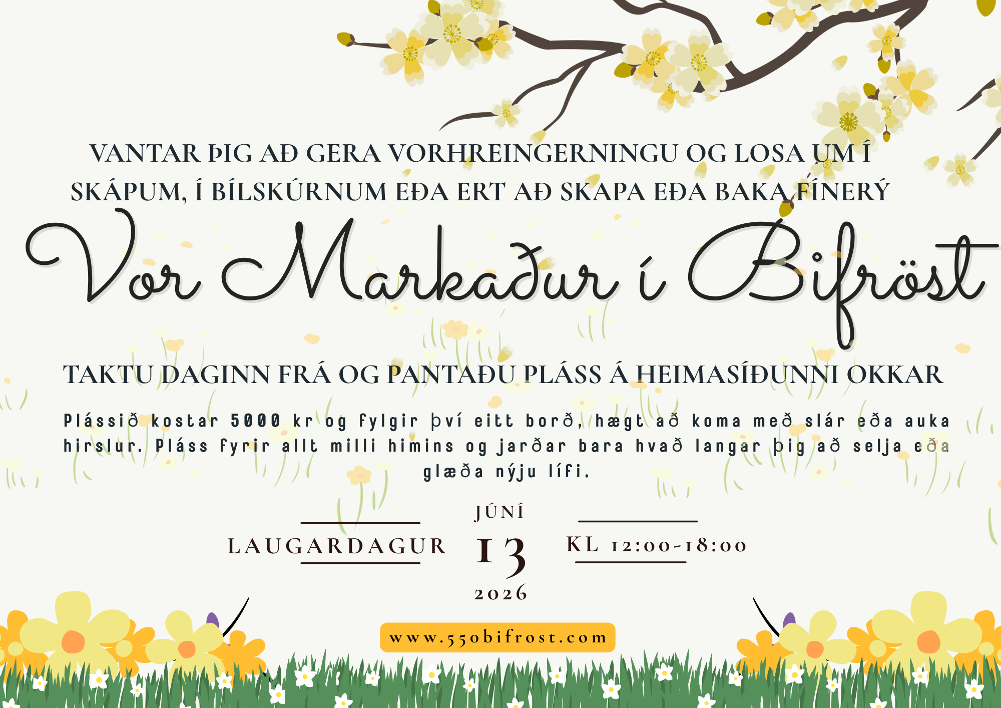 Vormarkaður í Bifröst - 13 júní kl 12-18